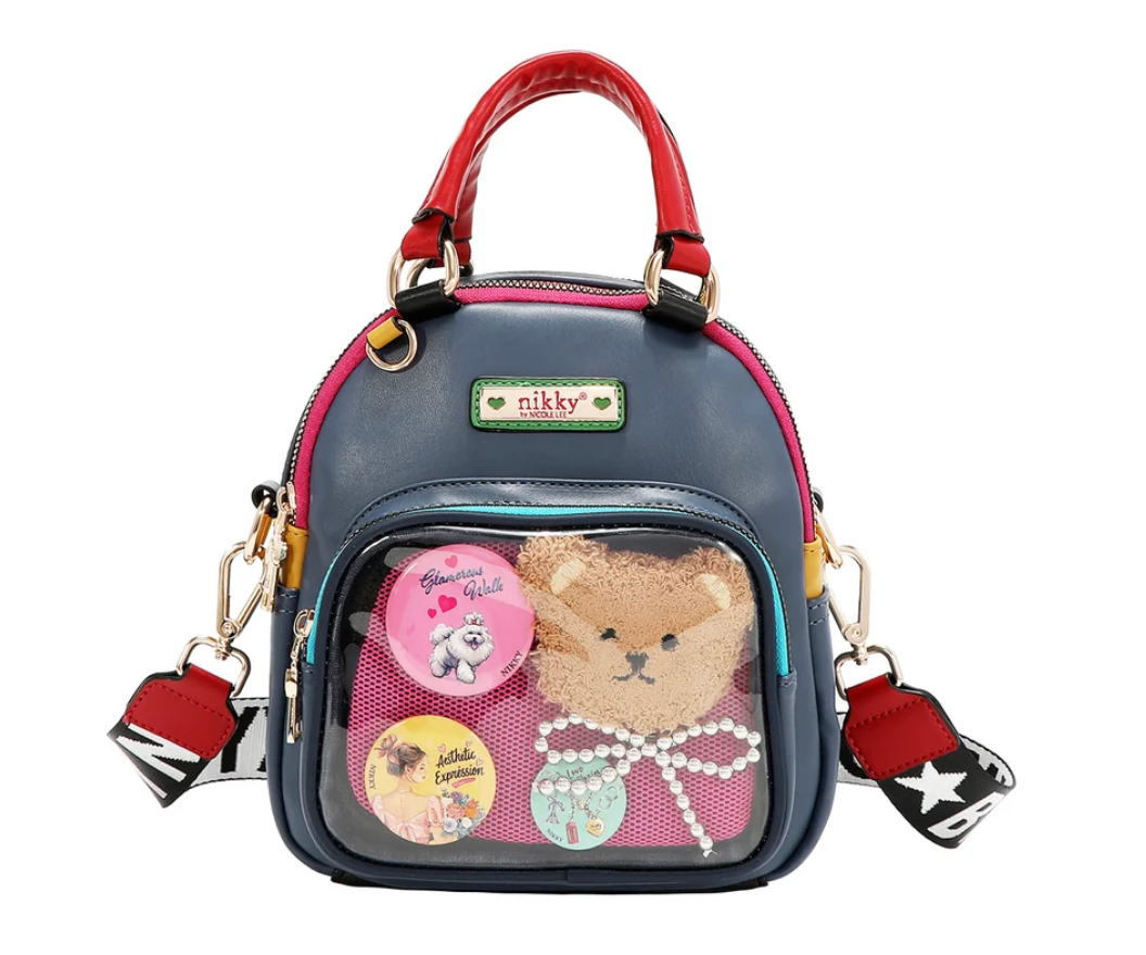 Teddy & Pin Convertible Small Backpack/handbag  NK 13244 Multi