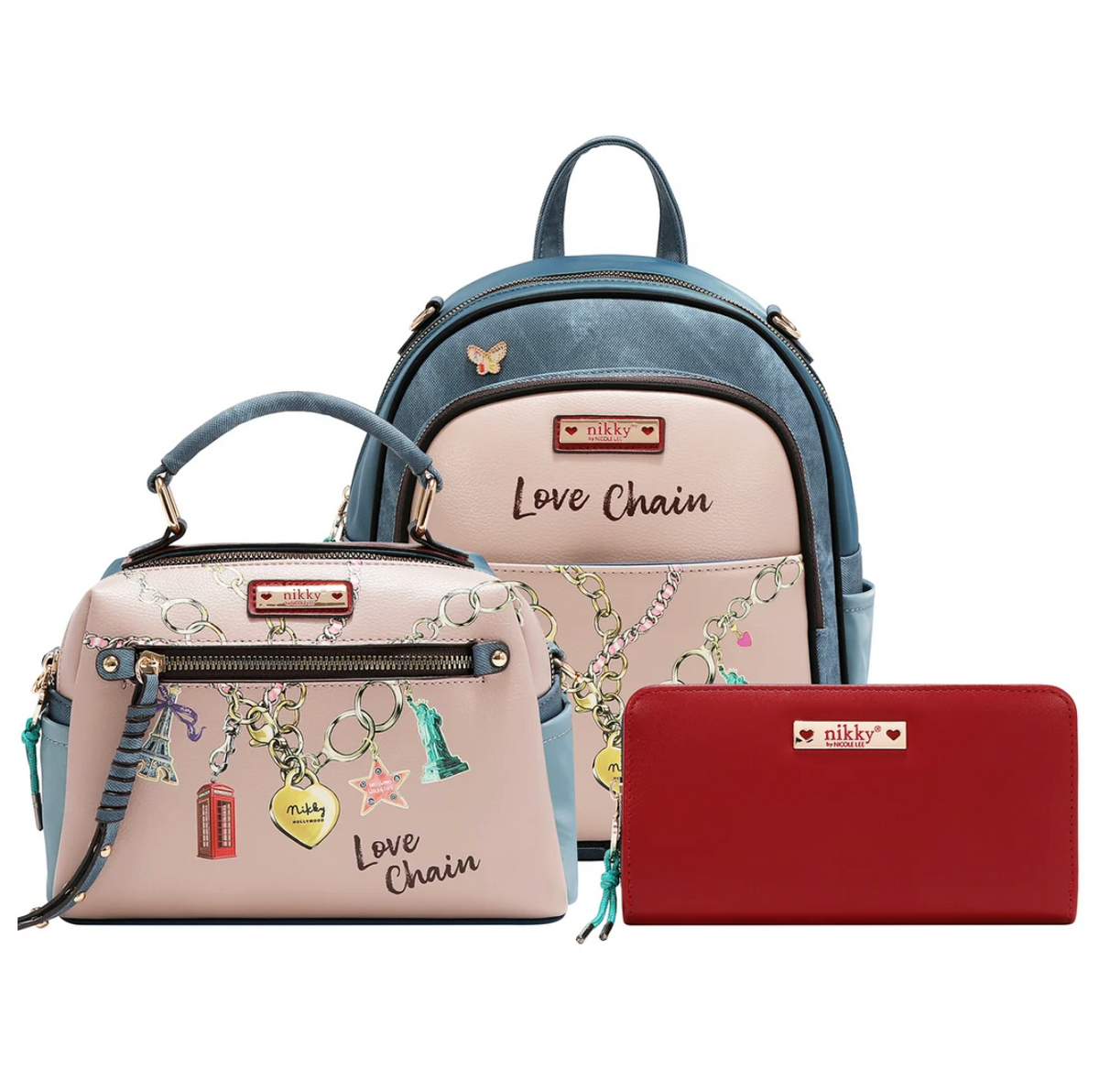 Love Chain 3 pc Set (Backpack, Crossbody, Wallet  NK13250 LOVE CHAIN