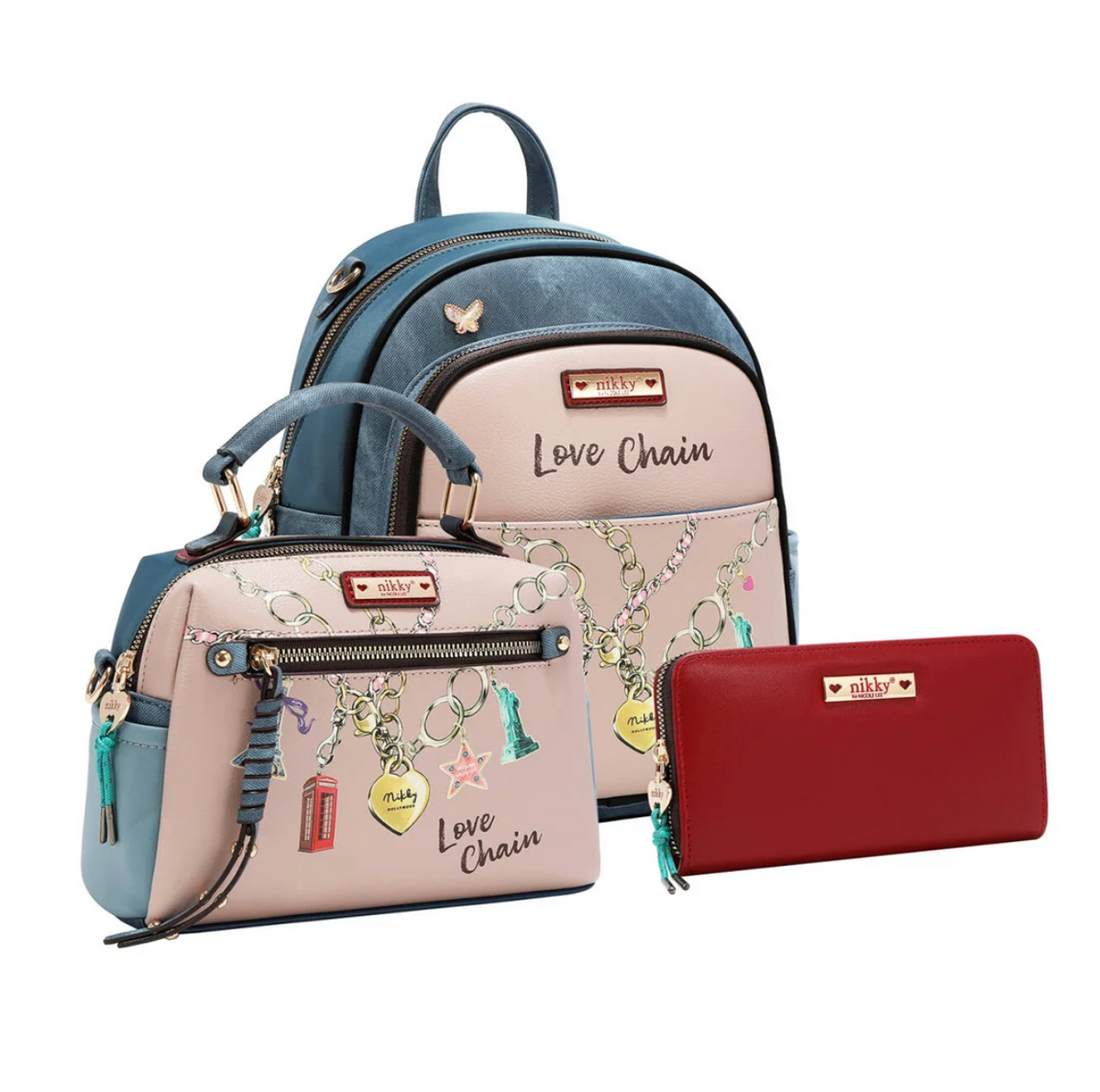 Love Chain 3 pc Set (Backpack, Crossbody, Wallet  NK13250 LOVE CHAIN