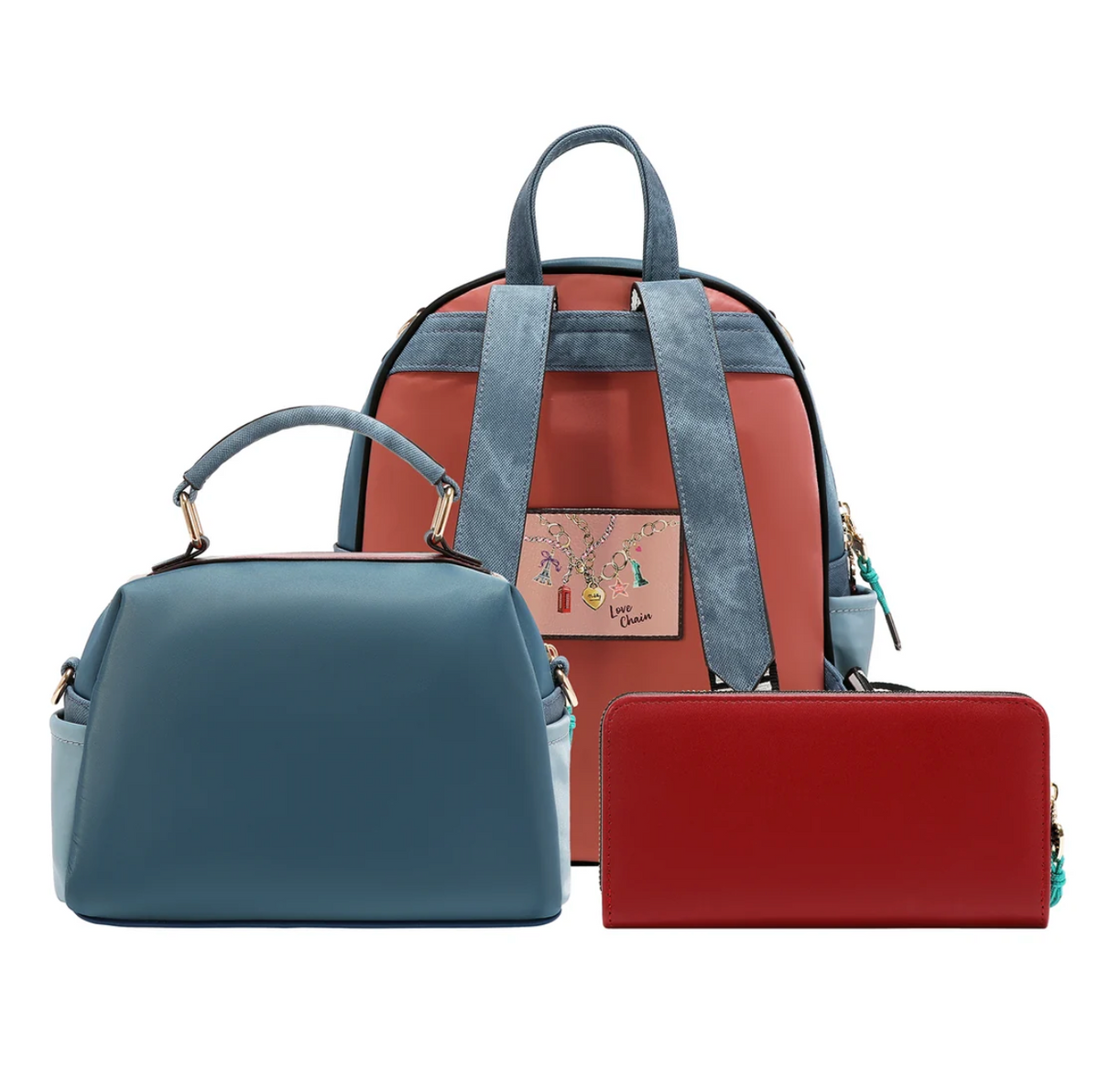 Love Chain 3 pc Set (Backpack, Crossbody, Wallet  NK13250 LOVE CHAIN