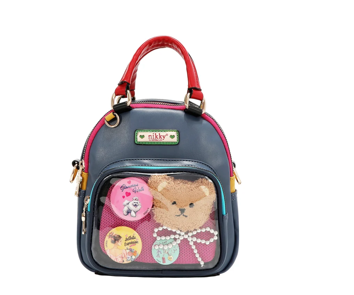 Teddy & Pin Convertible Small Backpack/handbag  NK 13244 Multi