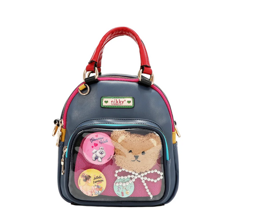 Teddy & Pin Convertible Small Backpack/handbag  NK 13244 Multi