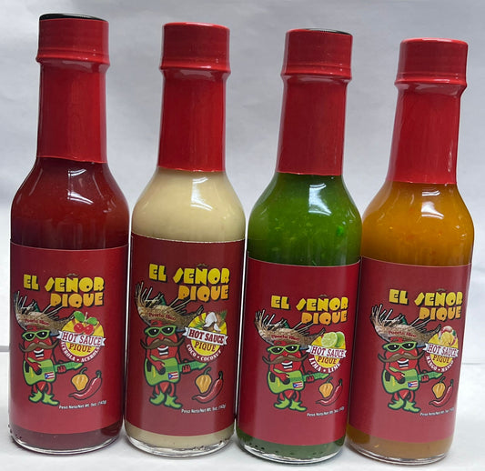 HOT SAUCE [4] EL SEÑOR PIQUE FLAVORED VALUE PACK | 5 OZ. | MADE IN PUERTO RICO