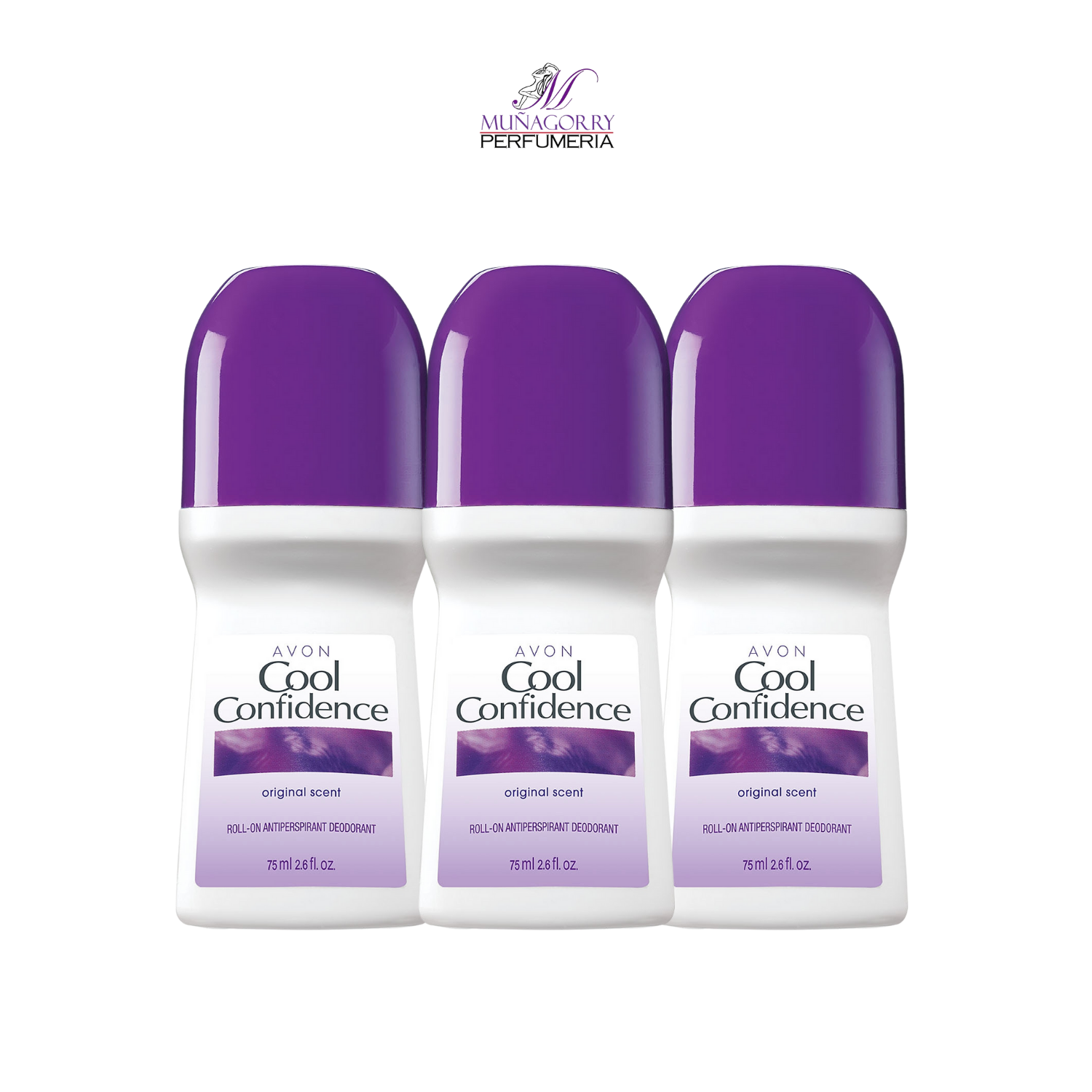 [3] COOL CONFIDENCE ORIGINAL SCENT ROLL-ON ANTIPERSPIRANT DEODORANT BY AVON | 2.6OZ EACH