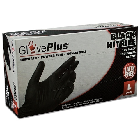 GLOVE PLUS SIZE L | 100 BLACK NITRILE GLOVES
