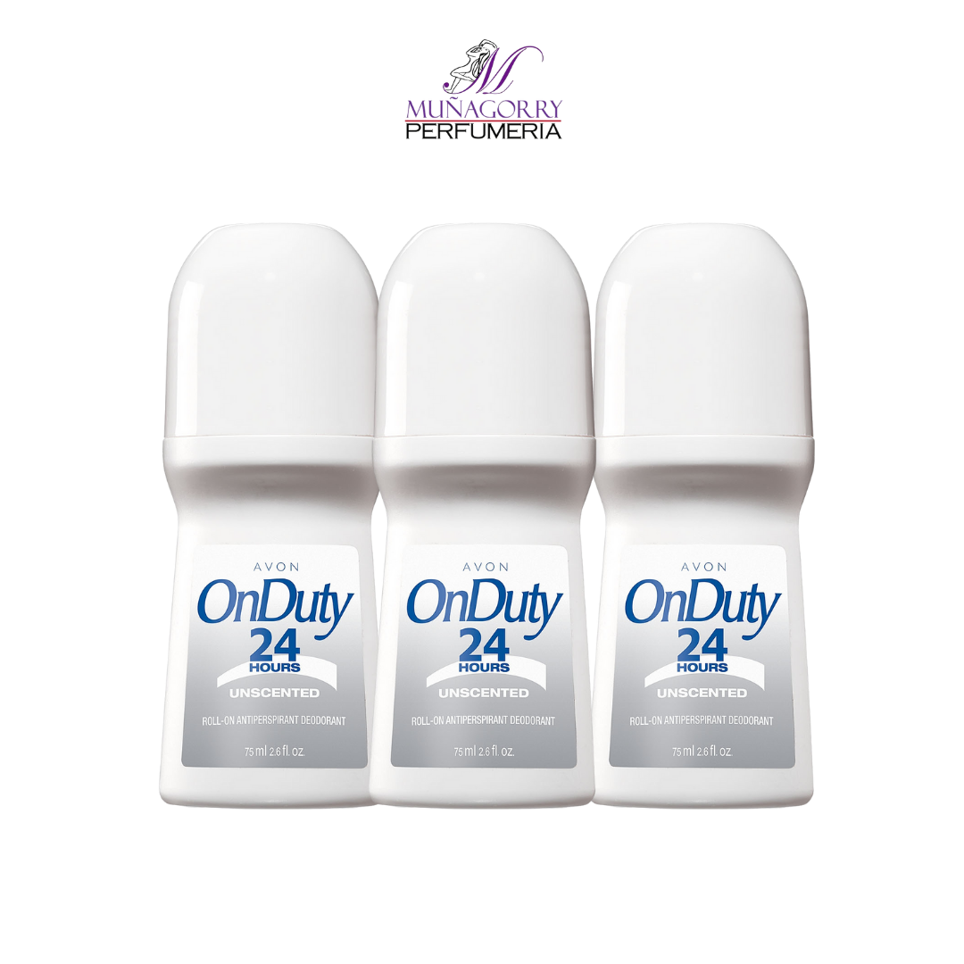 [3] ON DUTY 24 HOURS UNSCENTED ROLL-ON ANTIPERSPIRANT DEODORANT BY AVON | 2.6OZ EACH